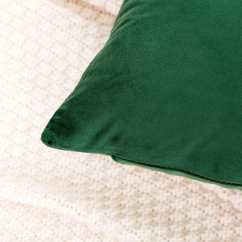 RainRoad Velvet Decorative Throw Pillow Covers Cushion Cover Pillow Case for Sofa Couch Bed Chair Soft Square Dark Green Throw Pillows 12x20 Inch,Set of 2 - Image 4
